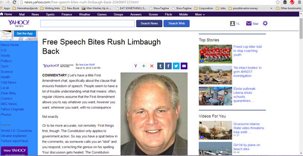 Free Speech Bites Rush Limbaugh Back